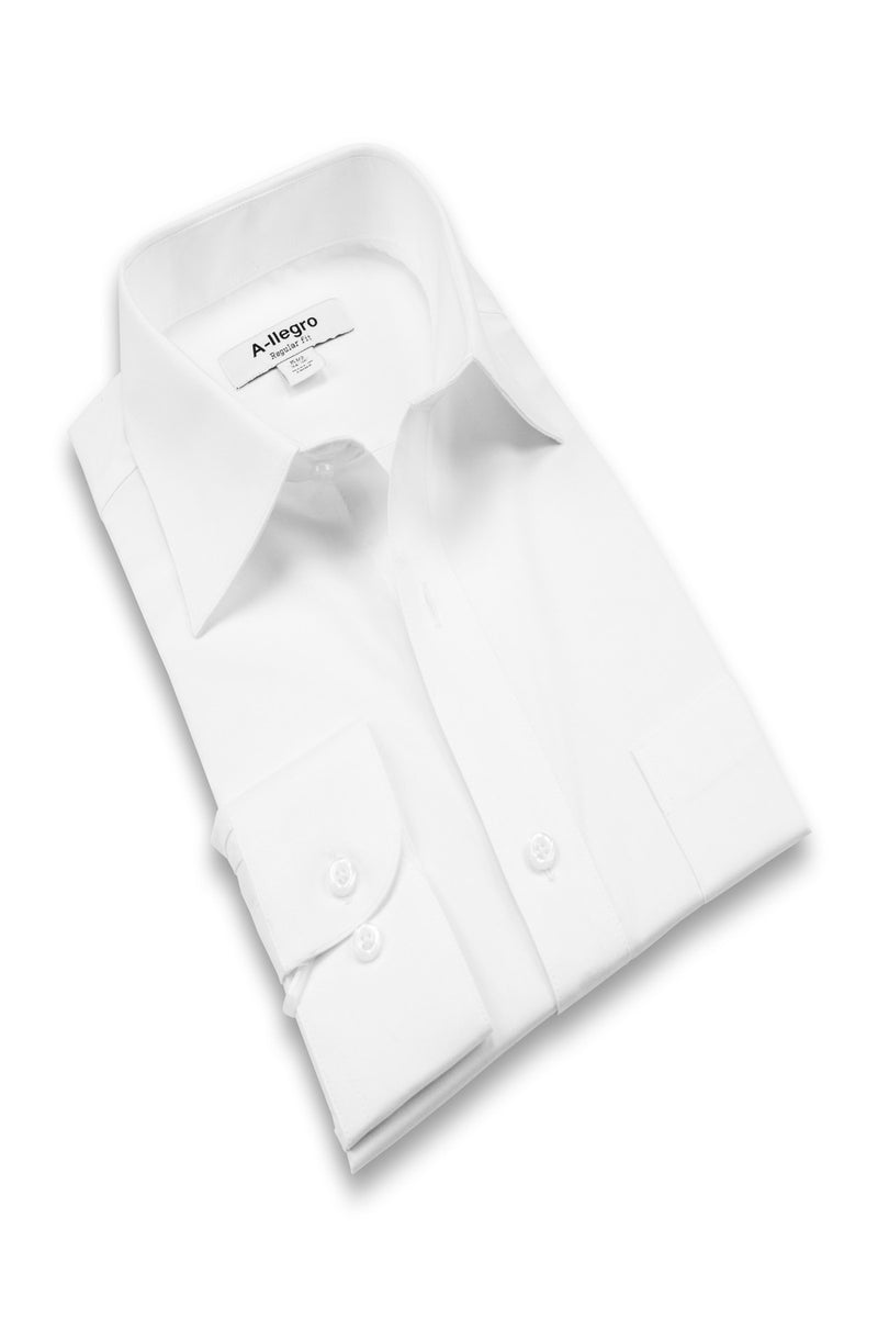 Allegro Tempo White Laydown Stretch Dress Shirt 16 34-35 Slim Allegro Tempo White Laydown Stretch Dress Shirt 16 34-35 Slim