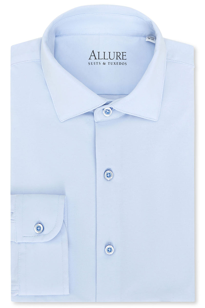 sky blue mens dress shirt The Essential Solid Light Blue Dress Shirt 20 (36/37) / Classic Cuffs / Blue