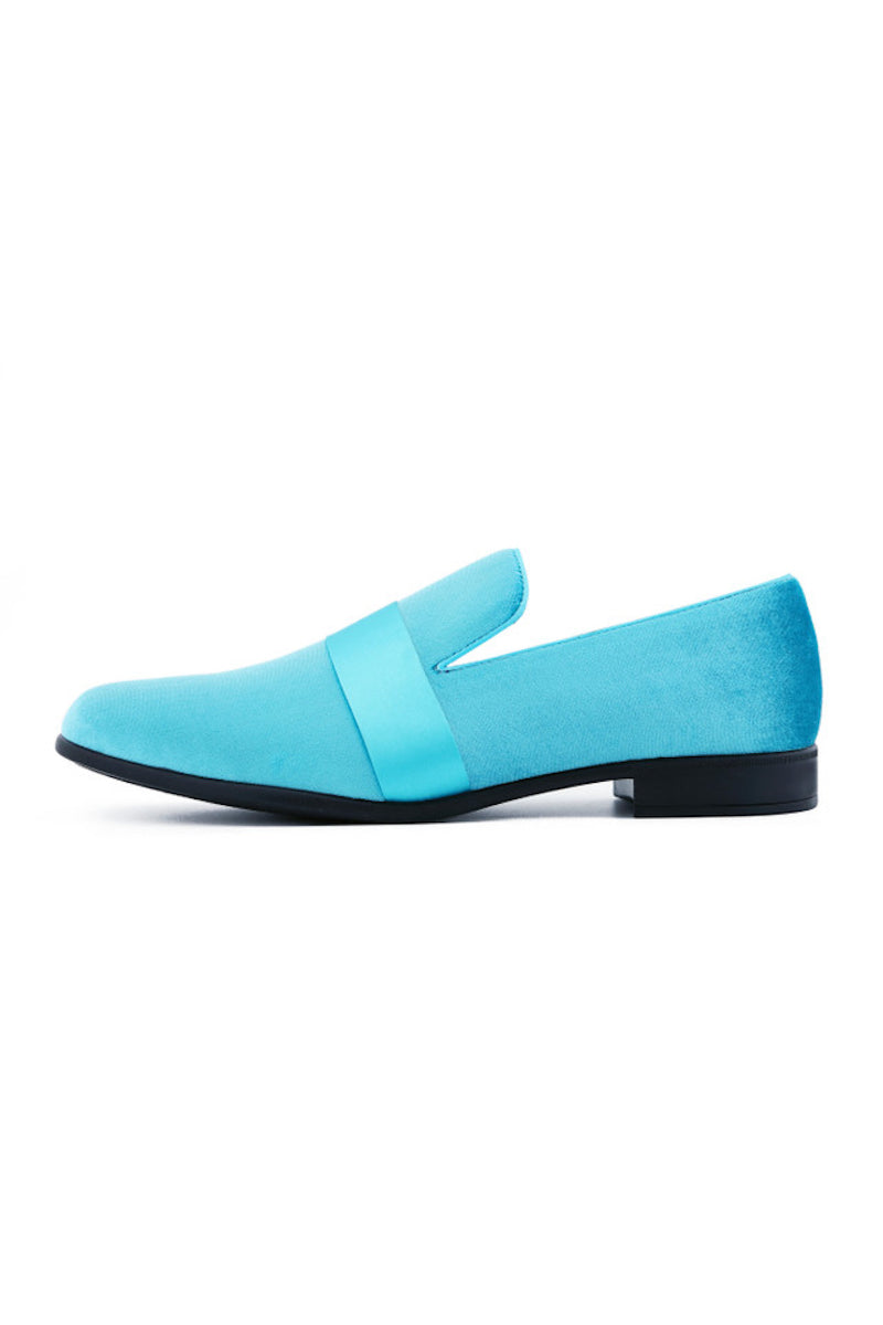 light blue dress shoes for men OneDrop Men Sky Blue Handmade Leather Prom Party And Wedding Dress Shoes Loafers Metal Tassels Sky Blue / 4.5 main image 0
