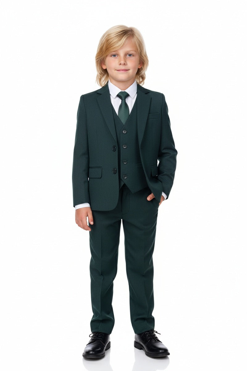 BLACKTIE Liam Kids Hunter Green Suit (5-Piece Set) 14 Boys