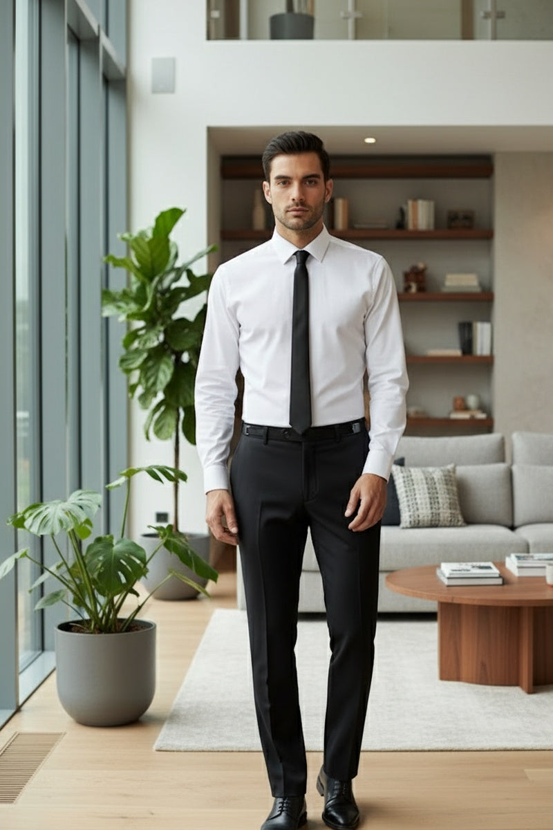 Cardi Ethan Black Super 150's Luxury Viscose Blend Suit Pants 33 - 35 (adjustable) Short Modern Cardi Ethan Black Super 150's Luxury Viscose Blend Suit Pants 33 - 35 (adjustable) Short Modern