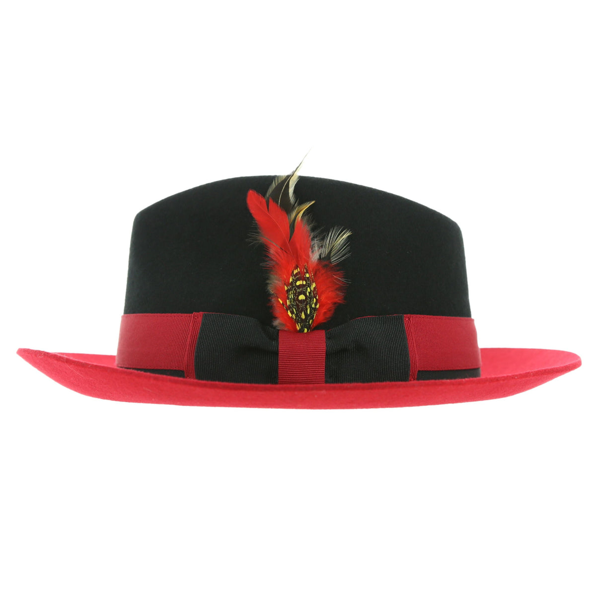 Black & Red Puck Trilby Two Tone Crushable Trilby Hat 