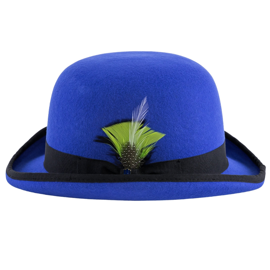 Royal Blue & Black 100% Wool Felt Blue Derby Bowler Hat – Buy4LessTuxedo.com