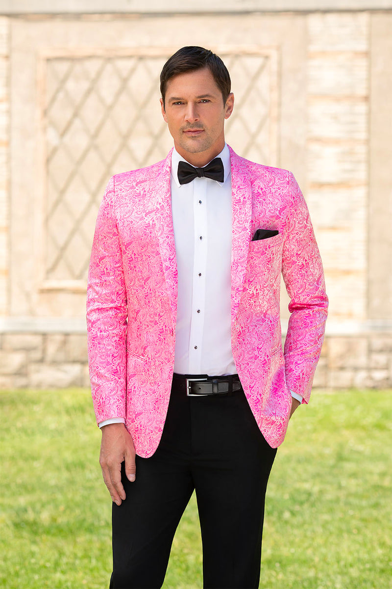 Mark of Distinction Aries Hot Pink Paisley Shawl Tuxedo Jacket (Separates) 44L Slim Mark of Distinction Aries Hot Pink Paisley Shawl Tuxedo Jacket (Separates) 44L Slim