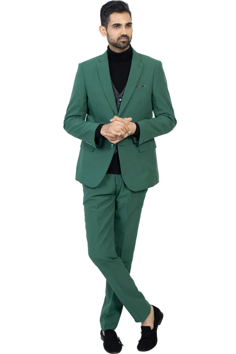 Paul Lorenzo 1969 Hunter Green Solid Slim Fit Suit (2-Piece Set