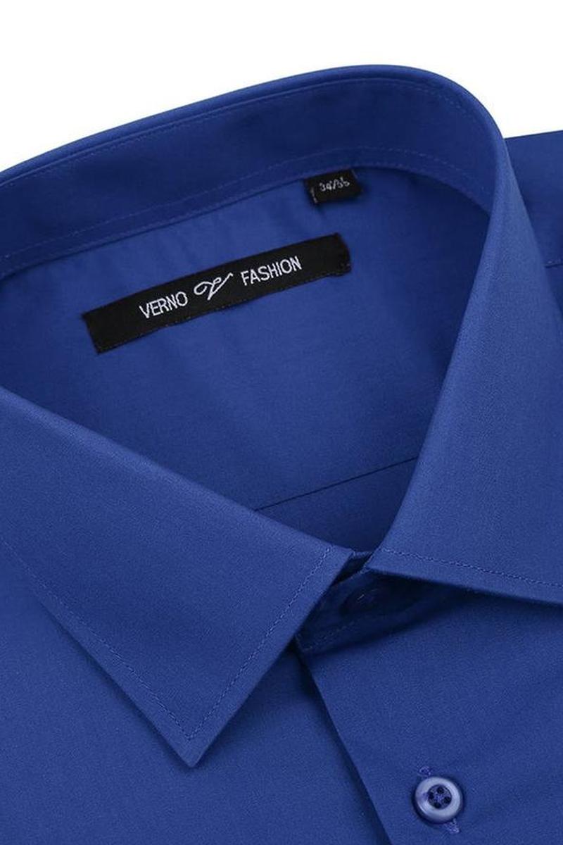 royal blue dress shirt for woman Verno Fashion Icon Royal Blue Laydown Cotton Blend Dress Shirt 19 34-35 Classic