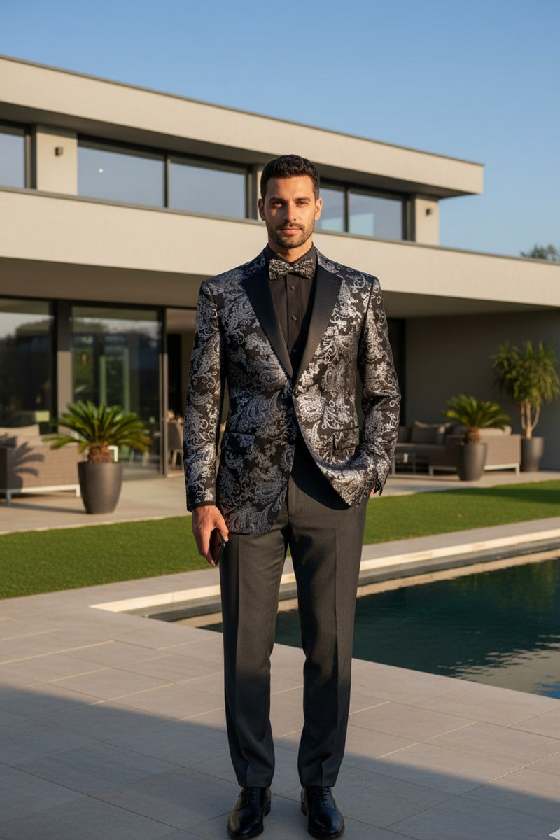 Posh Paisley Velvet" Silver Tuxedo Jacket (Separates) Buy4LessTuxedo.com Posh Paisley Velvet" Silver Tuxedo Jacket (Separates) Buy4LessTuxedo.com