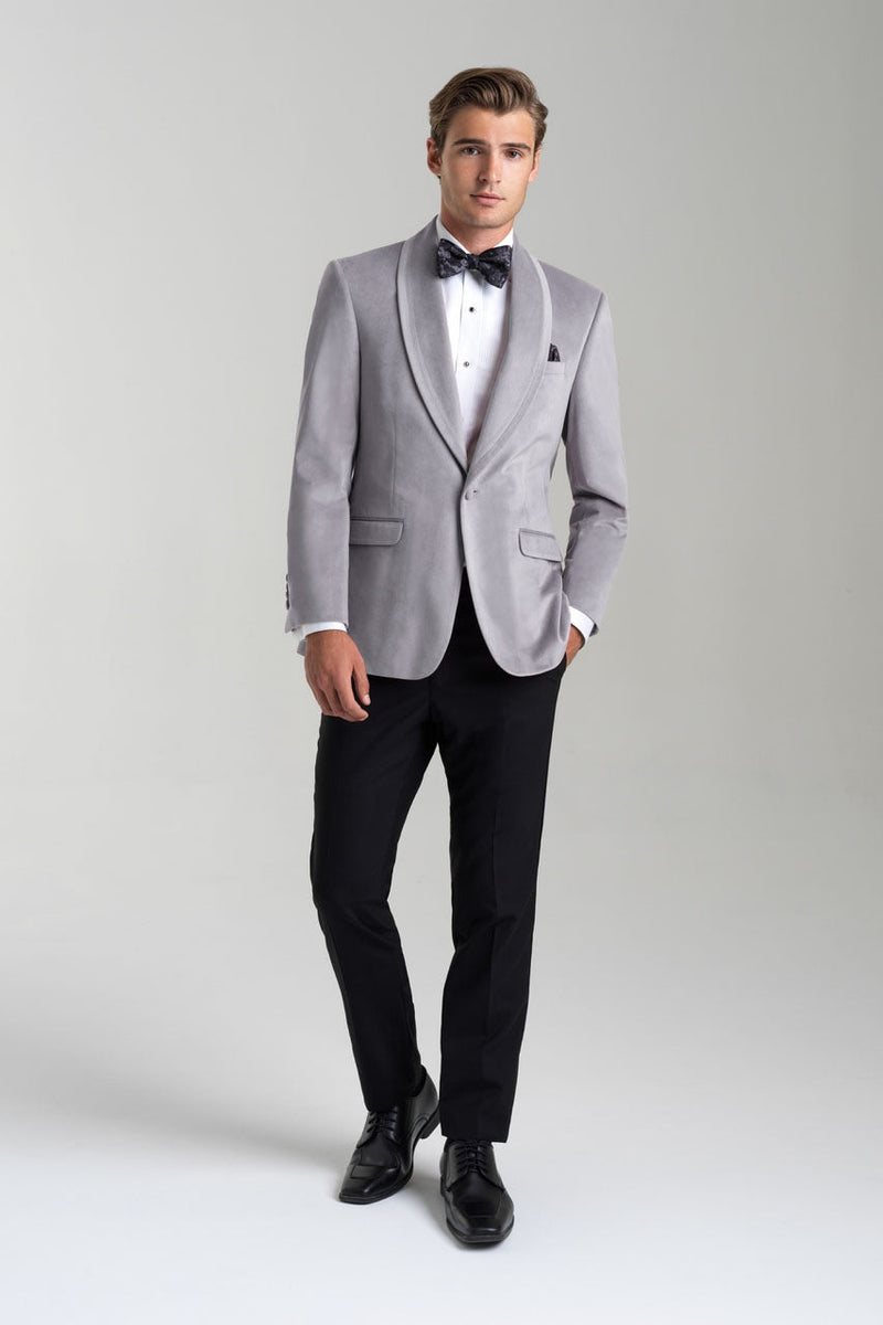 Allure Men Venice Platinum Velvet Dinner Jacket (Separates) 42l Slim Allure Men Venice Platinum Velvet Dinner Jacket (Separates) 42l Slim