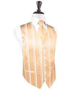 Apricot Striped Satin Tuxedo Vest