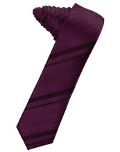 Berry Striped Satin Skinny Necktie