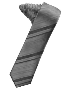 Charcoal Striped Satin Skinny Necktie