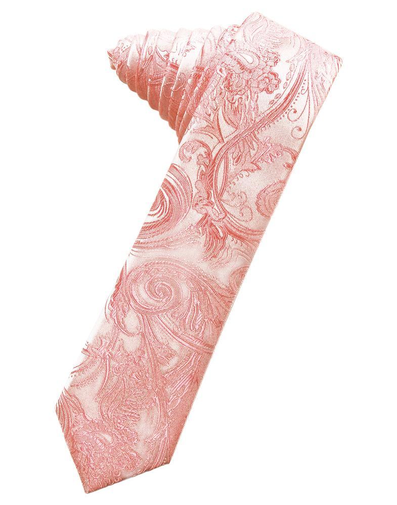 Coral Tapestry Skinny Necktie