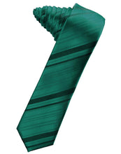 Jade Striped Satin Skinny Necktie