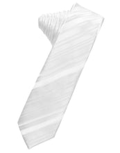 White Striped Satin Skinny Necktie