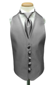 Cardi Silver Herringbone Kids Tuxedo Vest