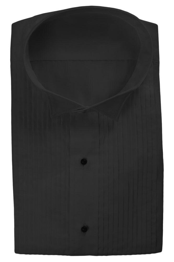 Classic Collection "Dante" Black Pleated Wingtip Tuxedo Shirt