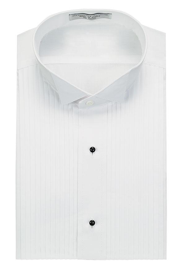 Classic Collection "Enrico" White Pleated Wingtip Tuxedo Shirt