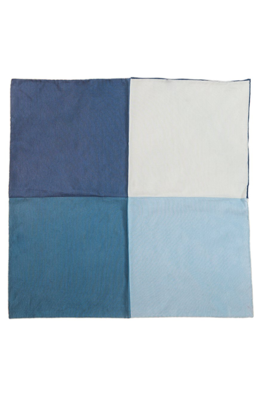 Cristoforo Cardi Blue Silk & Cotton Blend Quad Pocket Square