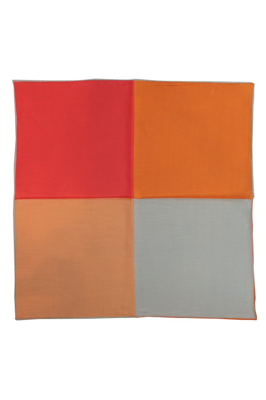Cristoforo Cardi Orange Silk & Cotton Blend Quad Pocket Square