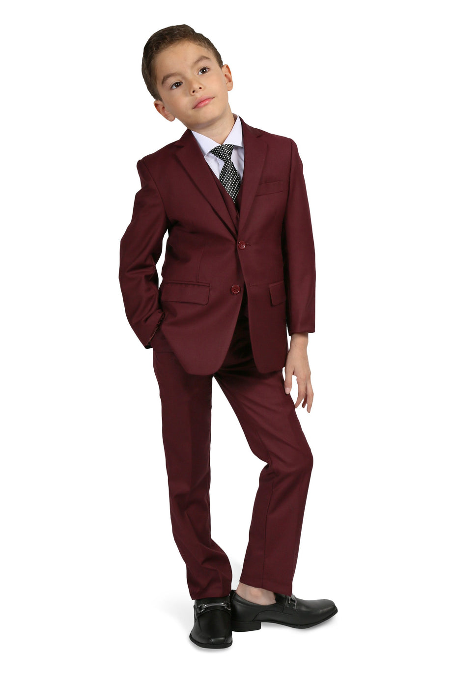 Ferrecci "Jax" Kids Burgundy Suit 5-Piece Set
