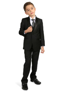 Ferrecci "Reno JR" Kids Black Tuxedo 5-Piece Set