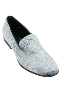 Frederico Leone "Marcel" Silver Velvet Frederico Leone Tuxedo Shoes