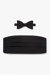 Gitman Black Silk Satin Bow Tie & Cummerbund Set