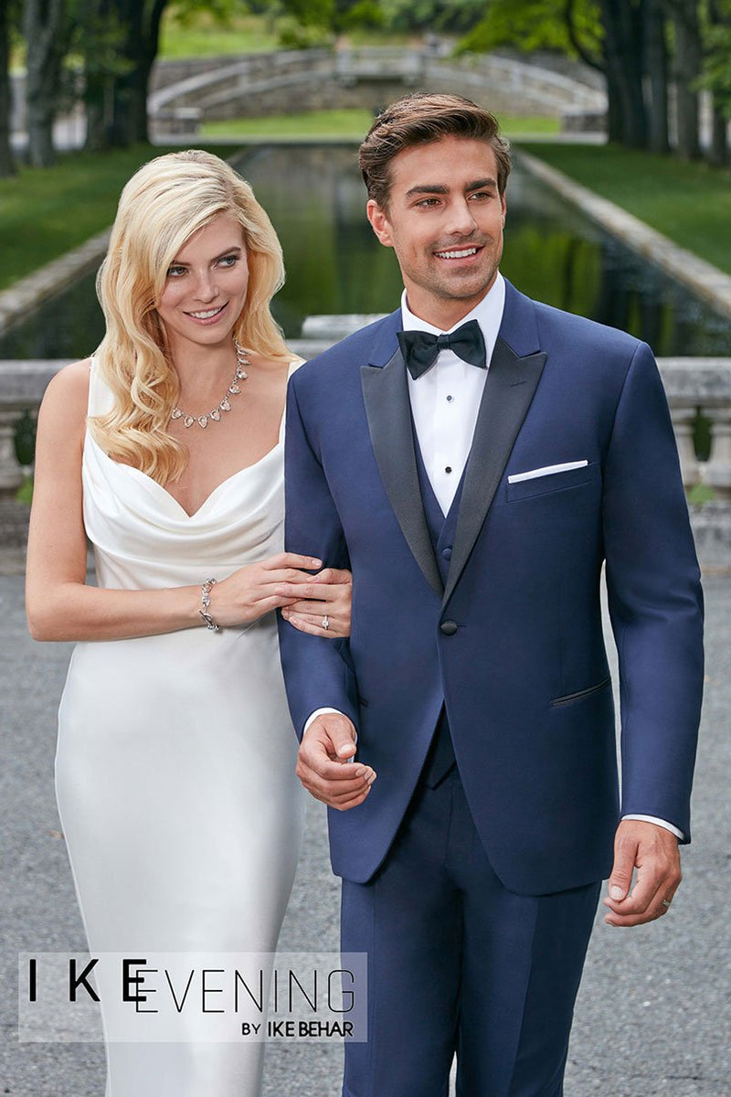 Ike Navy Wool Plain Front Tuxedo Pants Buy4LessTuxedo