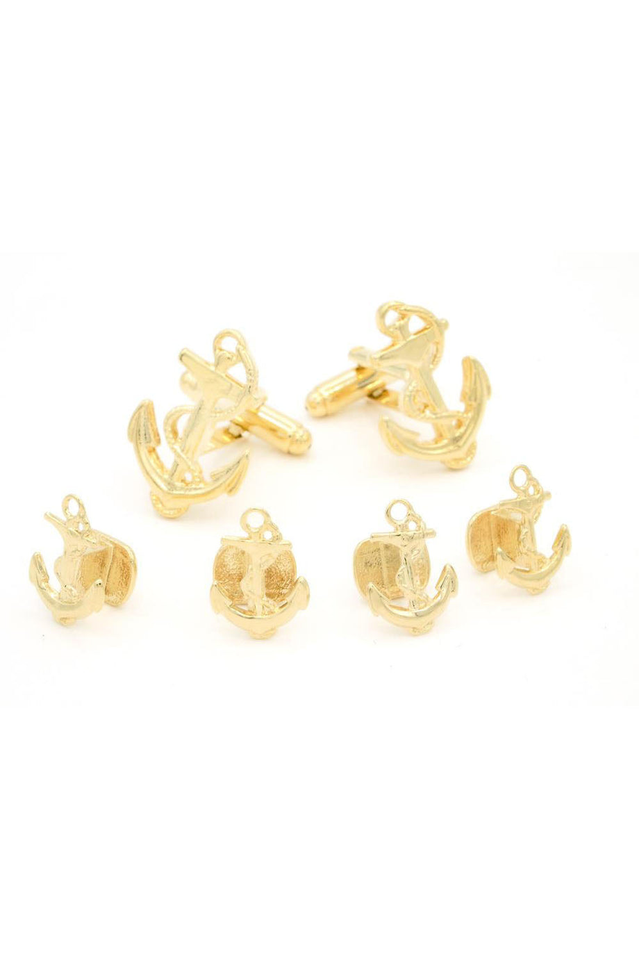 JJ Weston Anchor and Rope Gold Studs and Cufflinks Set