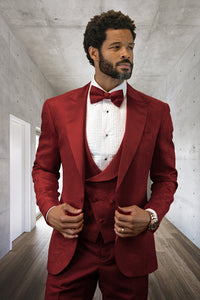 Statement "Belagio XV" Burgundy 1-Button Peak Tuxedo