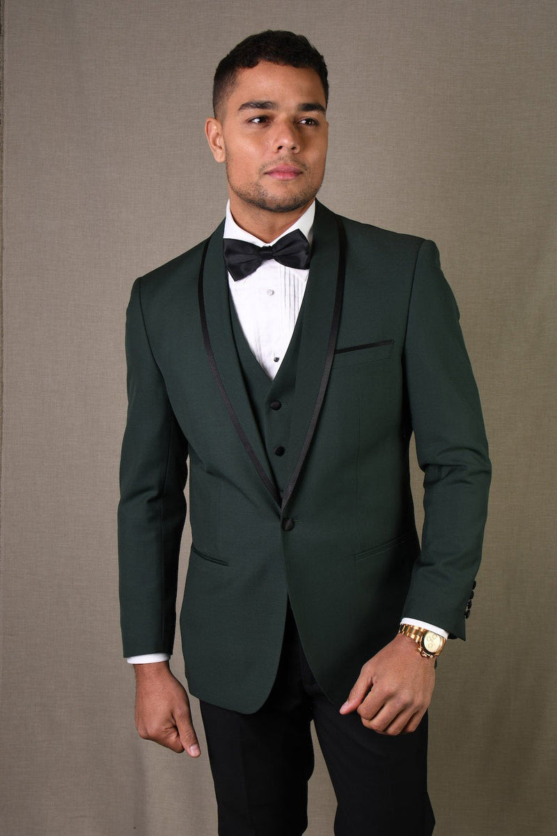 Statement Genova Hunter Green 1-Button Shawl Tuxedo (4-Piece Set) 54L Modern Statement Genova Hunter Green 1-Button Shawl Tuxedo (4-Piece Set) 54L Modern