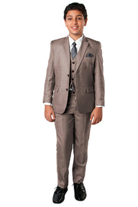 Tazio "Benjamin" Kids Textured Grey 5-Piece Suit