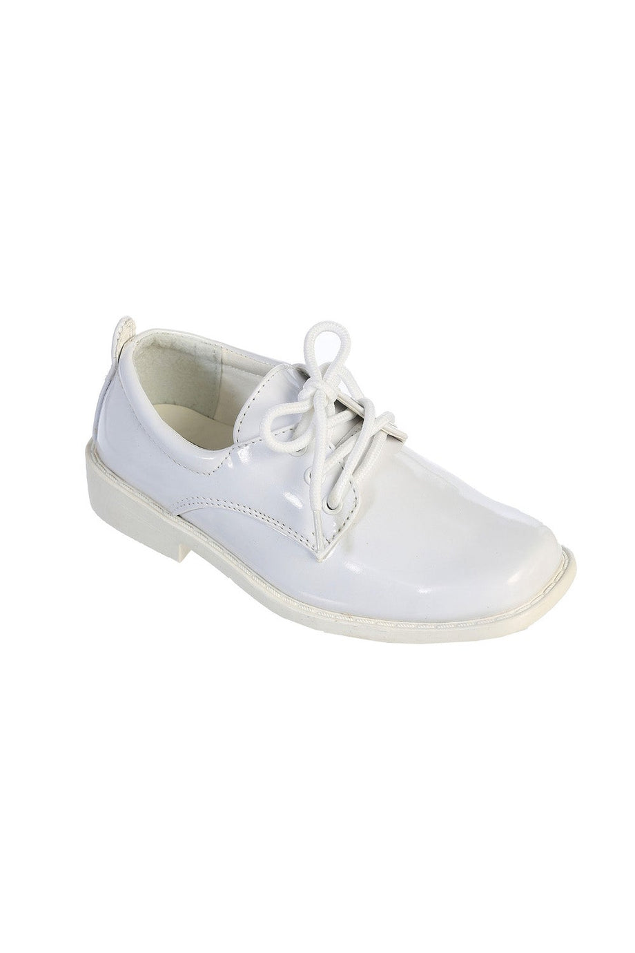 Tip Top "Lincoln" Kids White Square Toe Lace Up Tuxedo Shoes