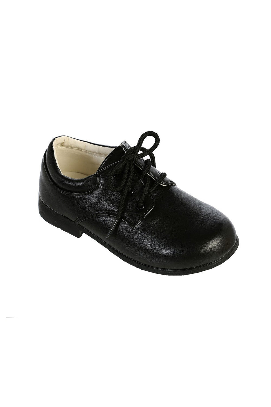 Tip Top "Vista" Kids Black Matte Round Toe Lace Up Shoes