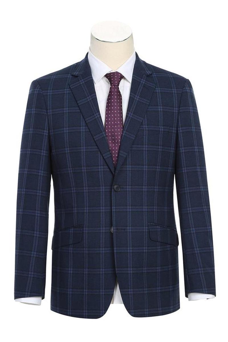 Navy Windowpane 2-Button Notch Suit (2-Piece Set)