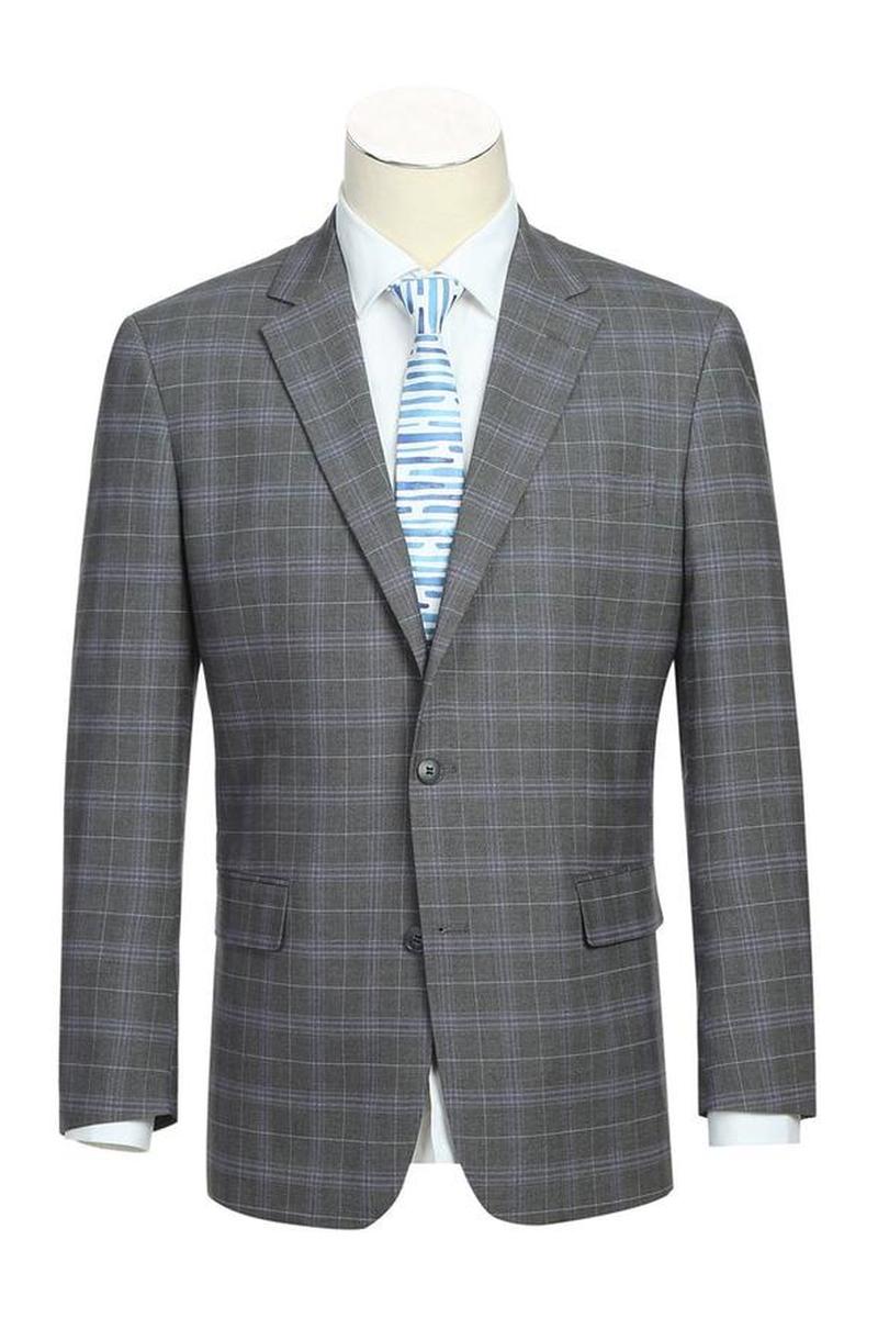 Dimgrey Windowpane 2-Button Notch Suit (2-Piece Set)
