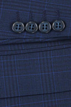 Marine Blue Windowpane 2-Button Notch Suit (2-Piece Set)