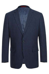 Marine Blue Windowpane 2-Button Notch Suit (2-Piece Set)