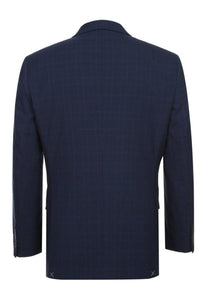 Marine Blue Windowpane 2-Button Notch Suit (2-Piece Set)
