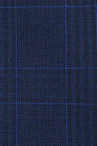 Marine Blue Windowpane 2-Button Notch Suit (2-Piece Set)