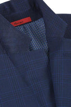 Marine Blue Windowpane 2-Button Notch Suit (2-Piece Set)