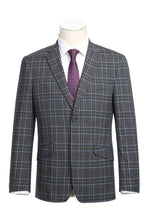 Grey Windowpane 2-Button Notch Suit (2-Piece Set)