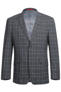 Grey Windowpane 2-Button Notch Suit (2-Piece Set)