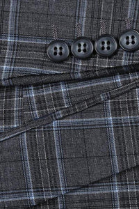 Grey Windowpane 2-Button Notch Suit (2-Piece Set)