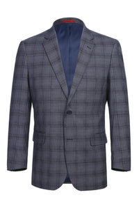 Grey Windowpane 2-Button Notch Suit (2-Piece Set)