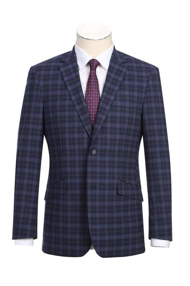Navy Windowpane 2-Button Notch Suit (2-Piece Set)