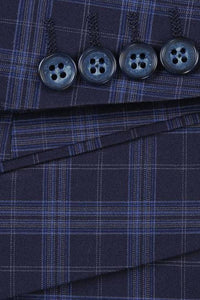 Navy Windowpane 2-Button Notch Suit (2-Piece Set)