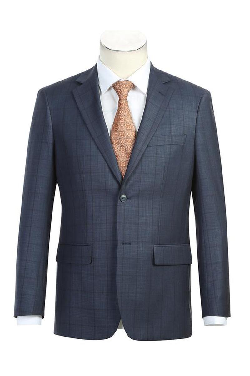 Navy Windowpane 2-Button Notch Suit (2-Piece Set)