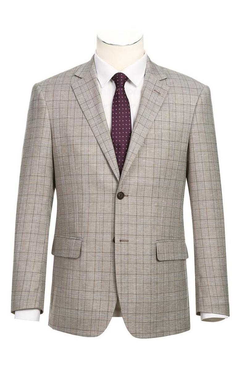 Grey Windowpane 2-Button Notch Suit (2-Piece Set)