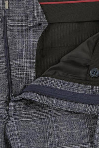 Dark Blue Windowpane 2-Button Notch Suit (2-Piece Set)